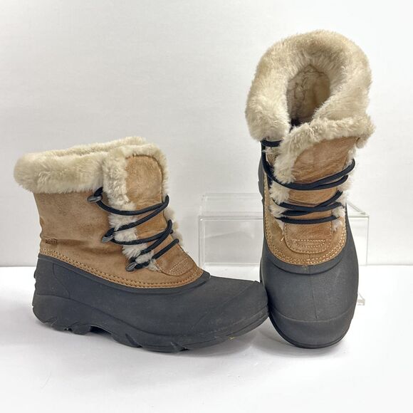 Sorel Boots Womens Size 8 Tan Black Snow Angel Lace Thinsulate Winter NL1810-234 - Picture 1 of 12